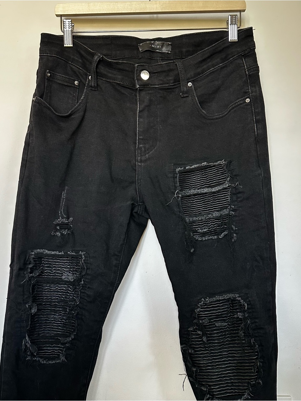 AMIRI Black MX1 Distressed Skinny Jeans Size 32